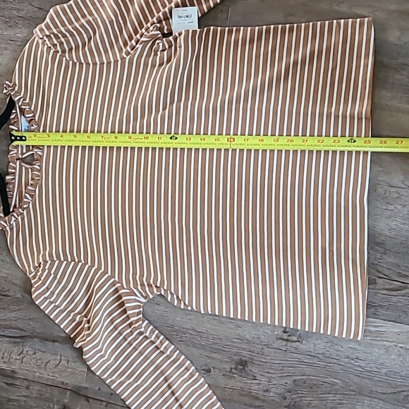 CROFT & BARROW WOMENS BROWN AND WHITE PLUS SIZE STRIPED LONG SLEEVE TOP SIZE XXL - Picture 12 of 12